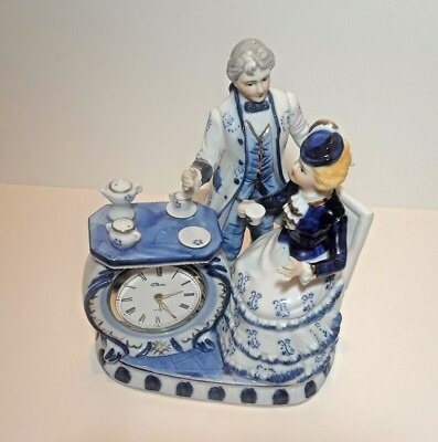 Rare porcelain vintage mechanical table clock Japan SILVIA Passed