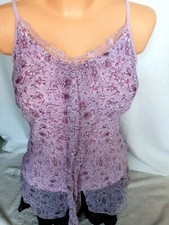 k439  Top XS 34 S 36 Rosa lila Damen Stretch transparent Shirt Oberteil Damen 