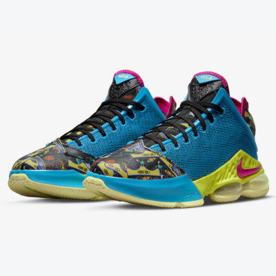 Nike LeBron 19 Low Shoes ''LeBronival'' Blue Citron Tint DM1058-500 Men's Size 10