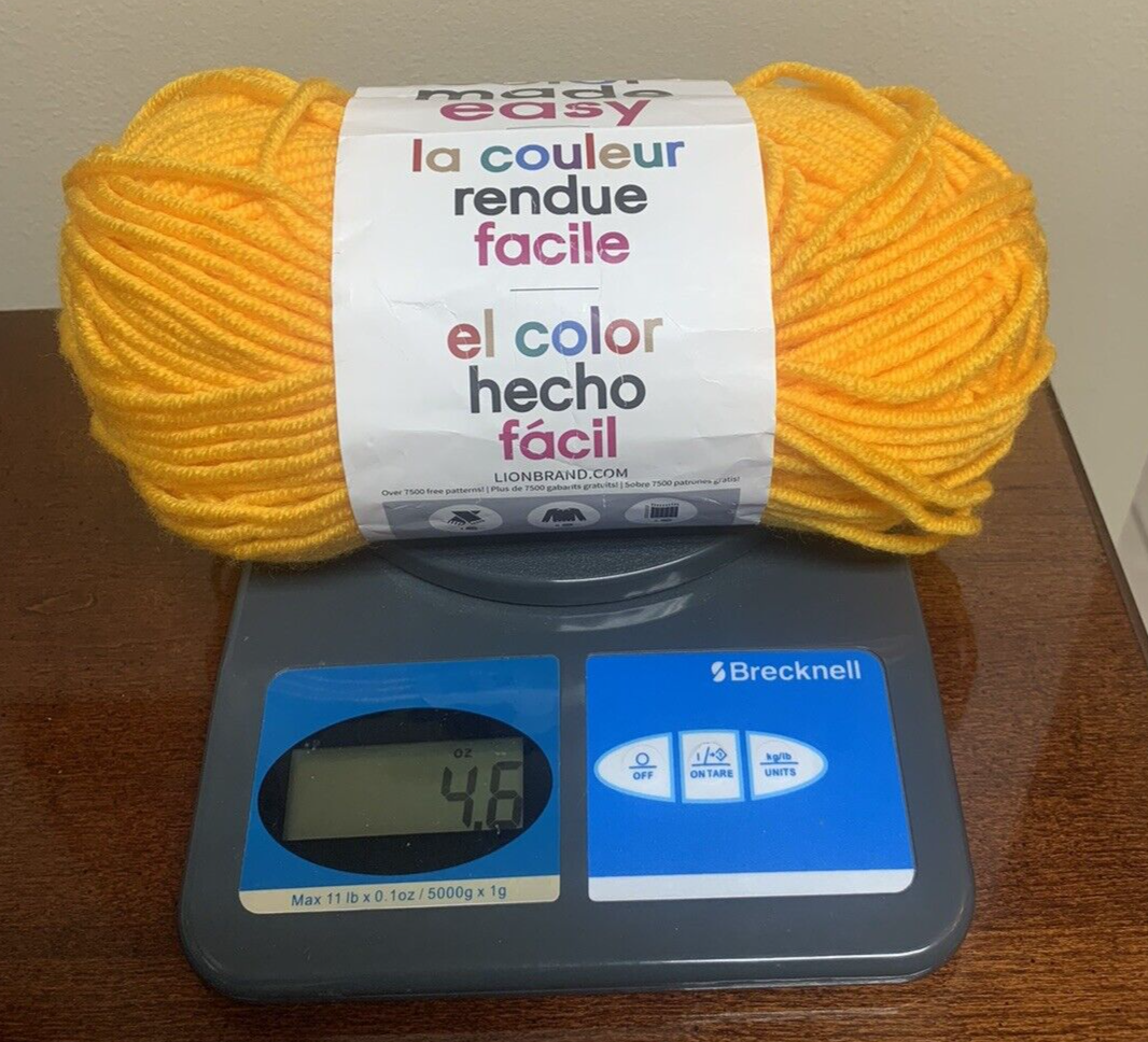 Partial Skein Lion Brand Color Made Easy Yarn Yellow 158 Turmeric