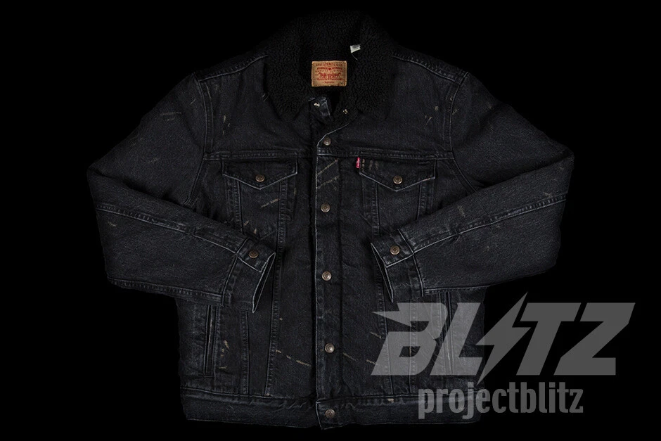 VESTE DE CAMIONNEUR SHERPA BLANCHIED SUPREME LEVI'S NOIR M L FW16 DENIM LEVIS