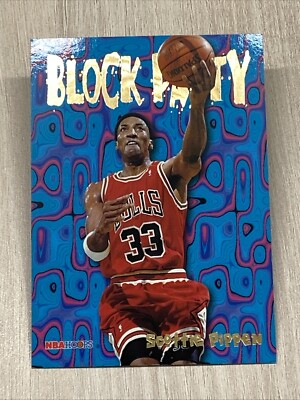 1995-96 Hoops Block Party Scottie Pippen Insert Chicago Bulls Vintage