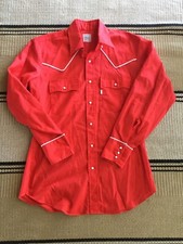 Levis USA Olympic Games Pearl Snap Western Red Long Sleeve Size Mens M 1980 Vtg