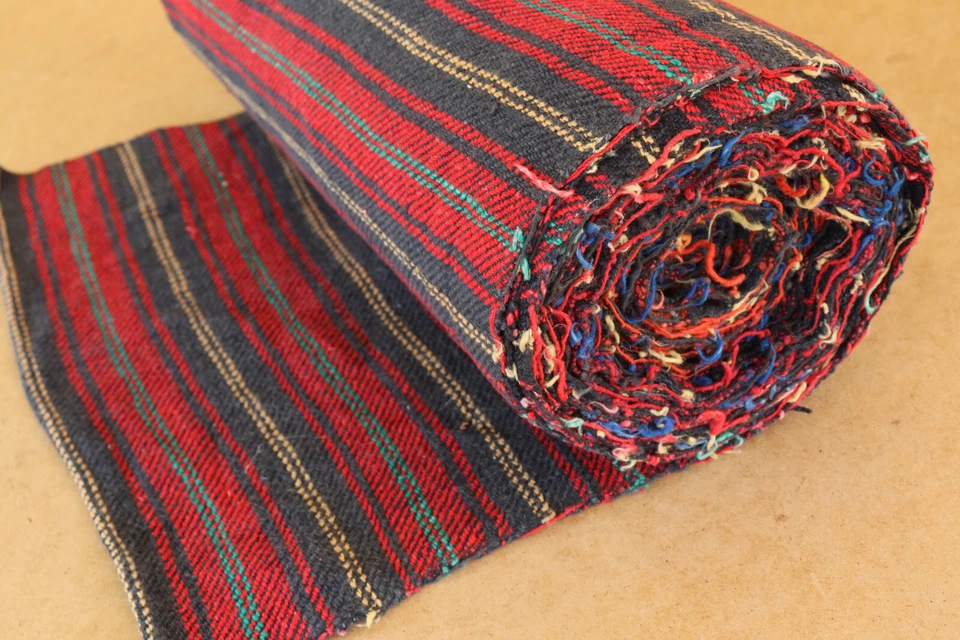 Vintage Textile Homespun Fabric Antique Cotton Weave Rug Upholstery 14 yards - Image 4 of 4