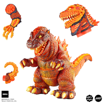Mondo: Godzilla - Vinyl Designer Figure by James Groman Burning