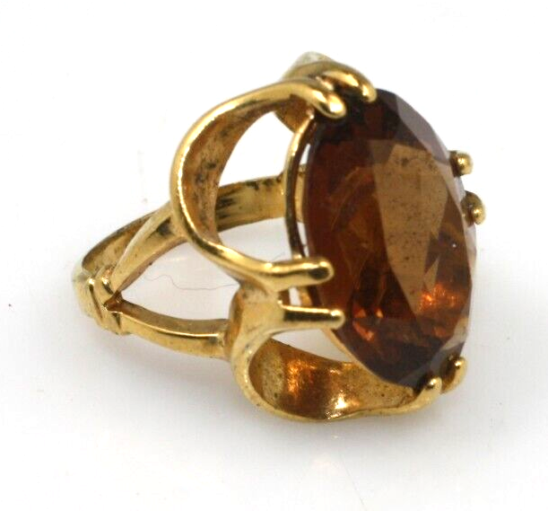 Vintage Vargas Bold Oval Topaz Glass 18K Yellow Gold Vargas plated