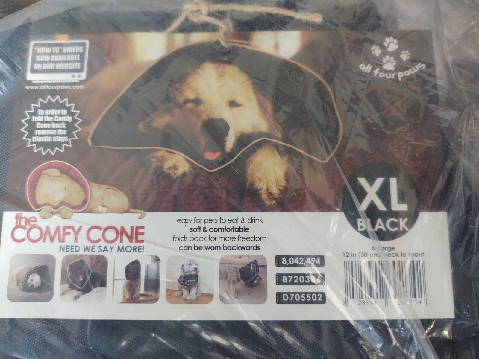 The Comfy Cone Pet Recovery Collar by All Four Paws Extra Large XL Black