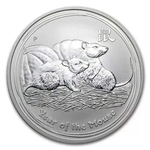 2008 Year Mouse Silver Coin - 1 oz Australia | BU, Capsule
