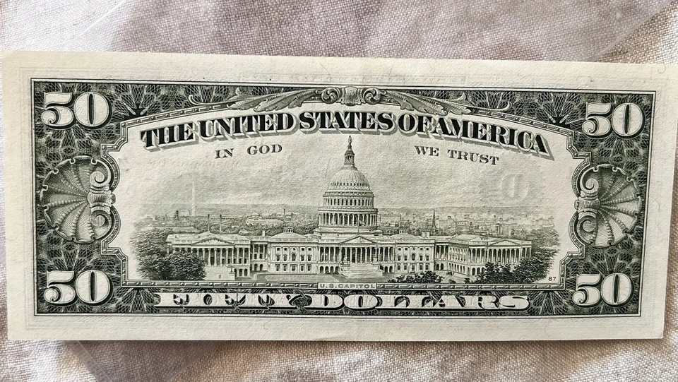 Fancy, Uncirculated, Rare & Multiple Errors-1985 $50 w/ Ladder Serial-D02152643A - Image 3 of 4