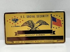 Metal FIRE DEPARTMENT Social Security  Blank Card
