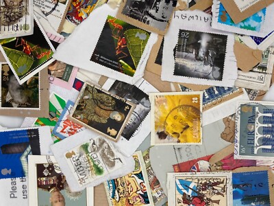 STAMP GREAT BRITAIN 200g lot ON paper GB only commemorative collection ...