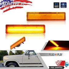 Front Fender LED Side Marker Lights Amber For 1980-86 Ford BRONCO F150 F250 F350