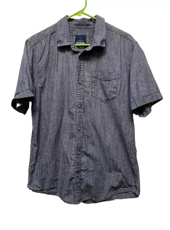 prana short sleeve button-up casual logo flaw shirt