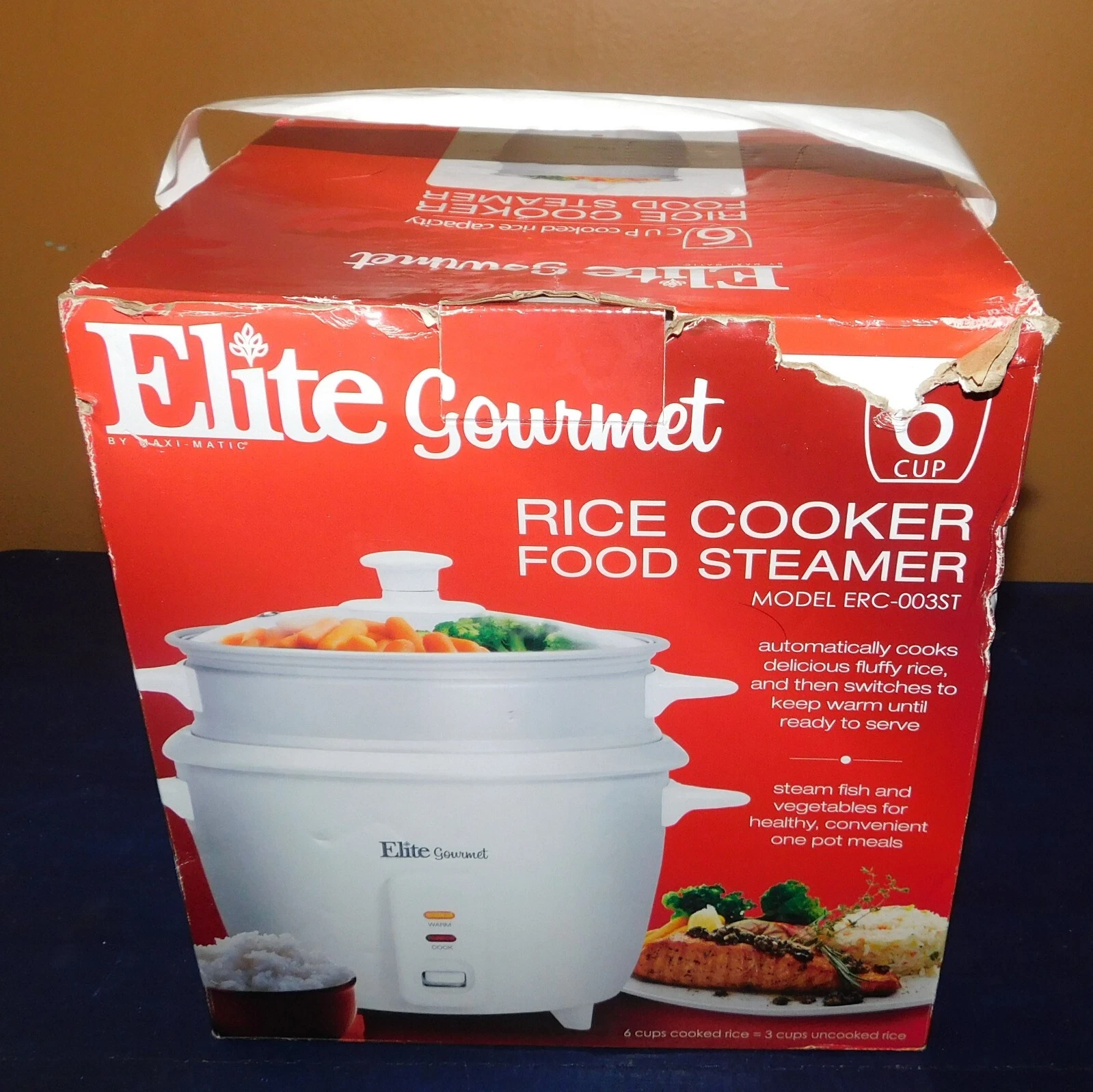 Elite Gourmet Electric 6 Cup Rice Cooker & Food Steamer ERC-003ST