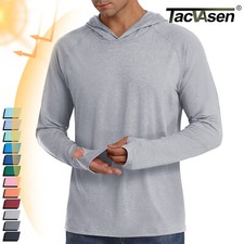 UPF50 Men's Sun Protection Long Sleeve Hoodie Fishing Hiking Casual Sport Shirt