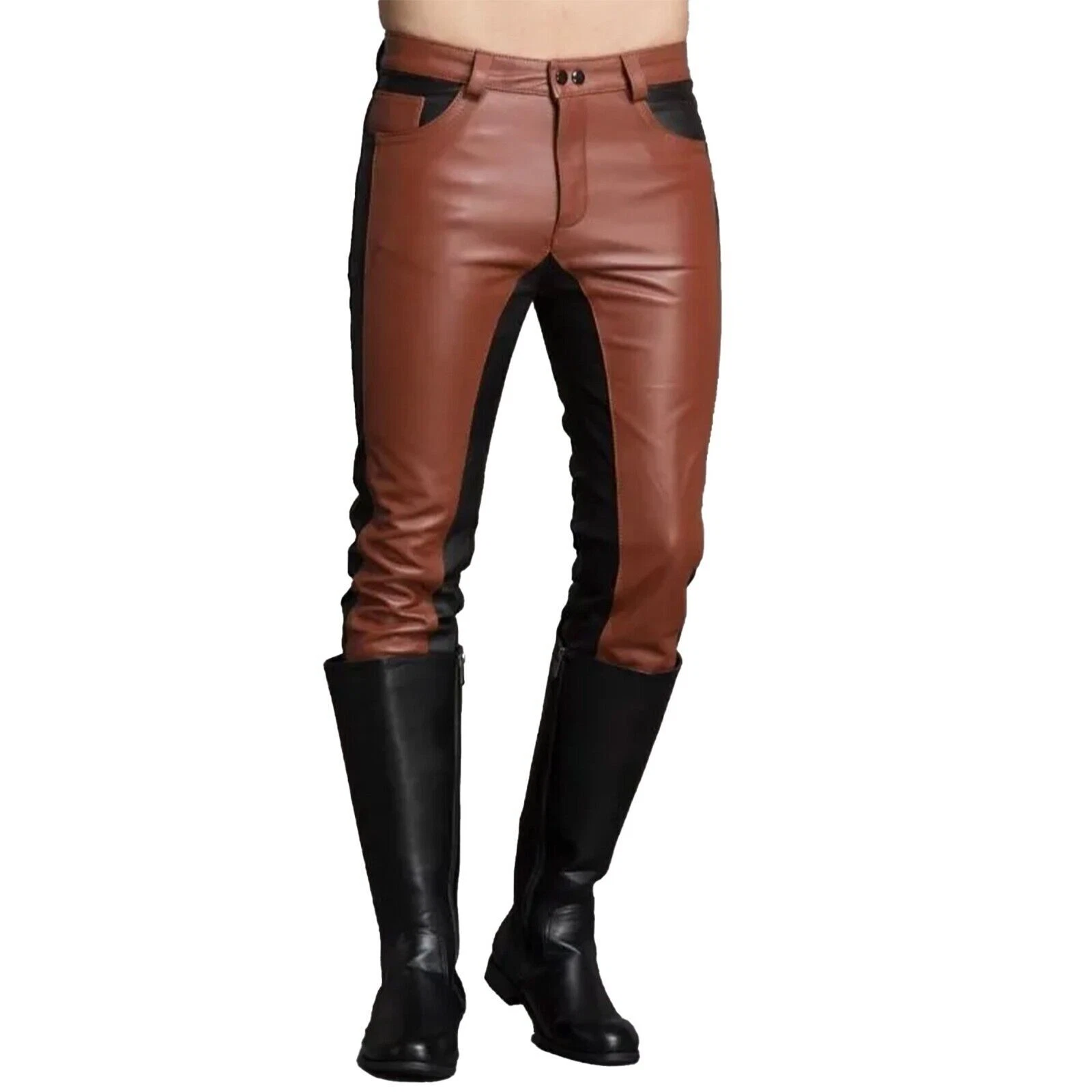 Men's Real Brown Leather Pants, Leather Trouser Bikers Jeans, Gift for Him,Pants