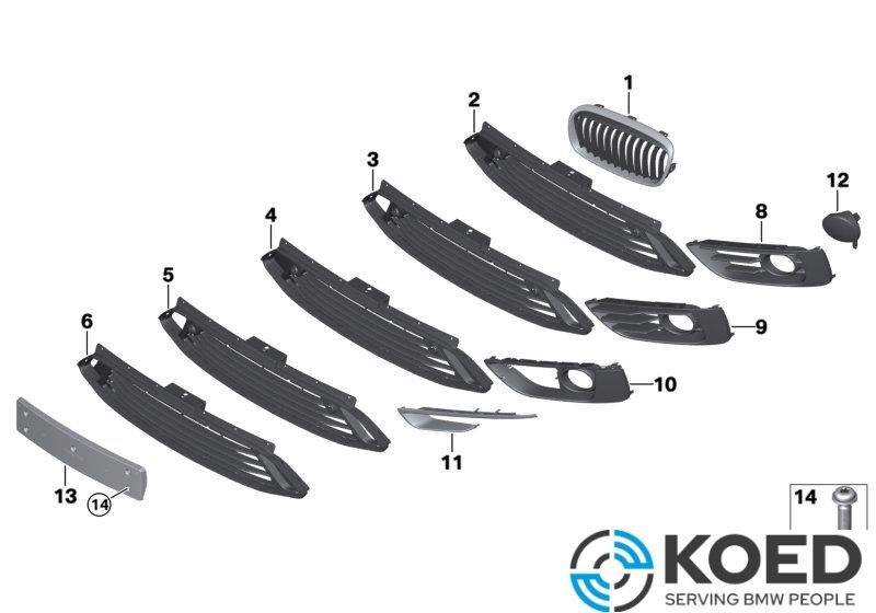 BMW F45 F46 Satz Gitter Lufteinlass Teilgeschlossen 7328681  