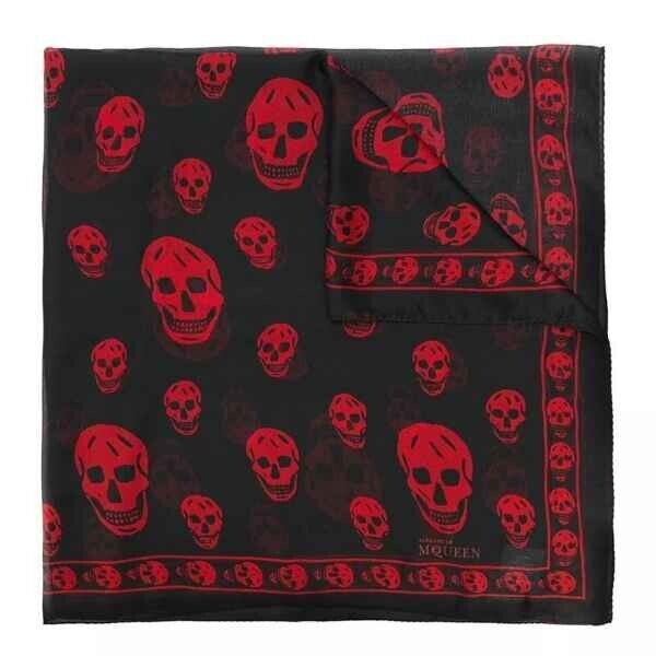 Alexander McQueen Classic Skull Print Silk Scarf - Black Alexander McQueen Classic Skull Print Silk Scarf - Black