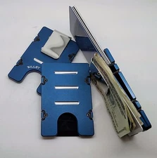 Billet Aluminum Wallet/Credit Card Holder, RFID Protection, Standard, Blue