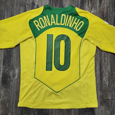 2004 Nike Brazil Home Soccer Jersey Ronaldinho Men S Barcelona PSG