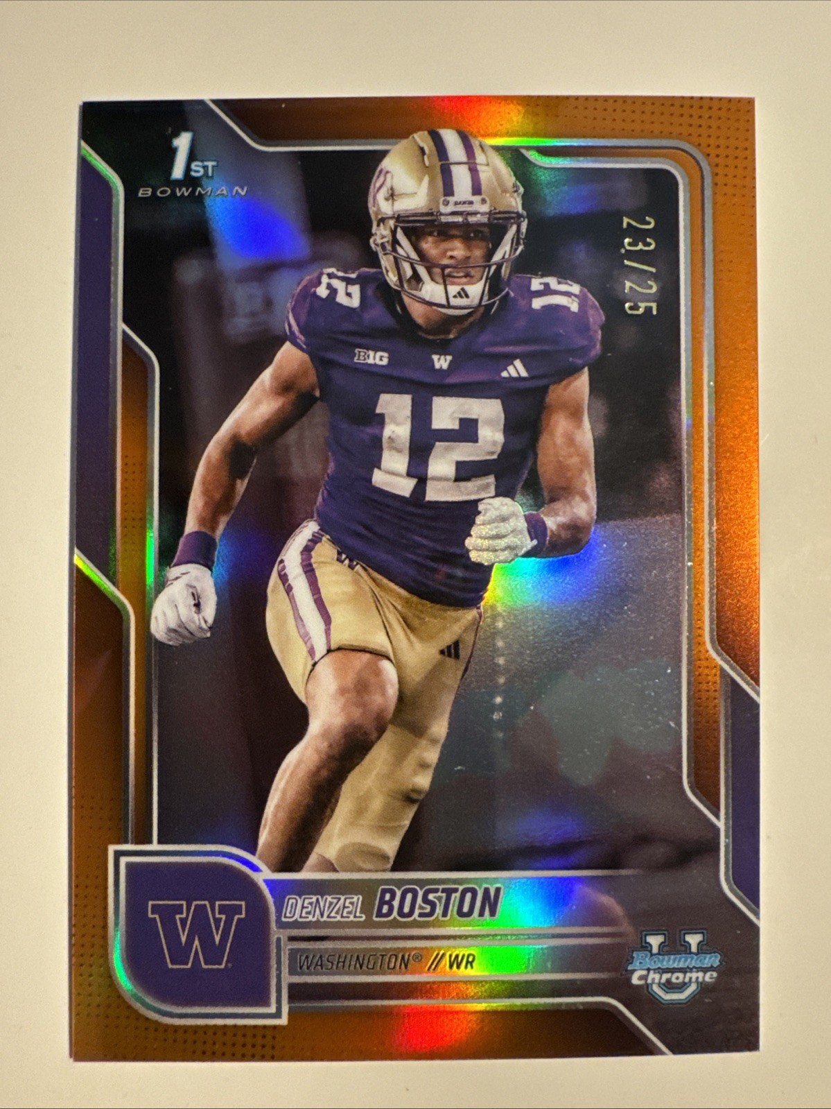 2025 Bowman U Chrome  #34 Denzel Boston 1st Bowman Orange Refractor /25