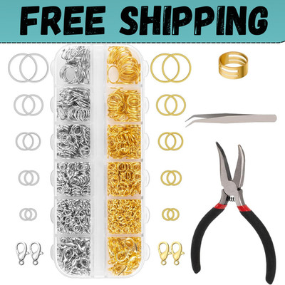 1200 Pcs Jump Rings for Jewelry Making Supplies, Necklace Repair Kit with Open/C