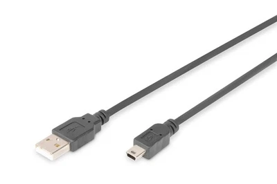 Digitus 1.8m USB 2.0 A Male - Mini B Male Connection Cable Length - Black USB A - Photo 1/4