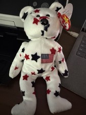 Ty Beanie Baby  Glory  Bear   Patriotic   Rare Fourth of July Edition- Pre  Owned