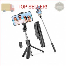 Portable Selfie Stick, 4 in 1 Extendable Phone Tripod Stand with Detachable Wire
