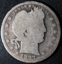 1897-O  LIBERTY HEAD BARBER QUARTER - BETTER DATE!