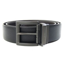 Pre-owned Prada Belt 2CC004 in Black and Dark Brown Leather, Reversible, for