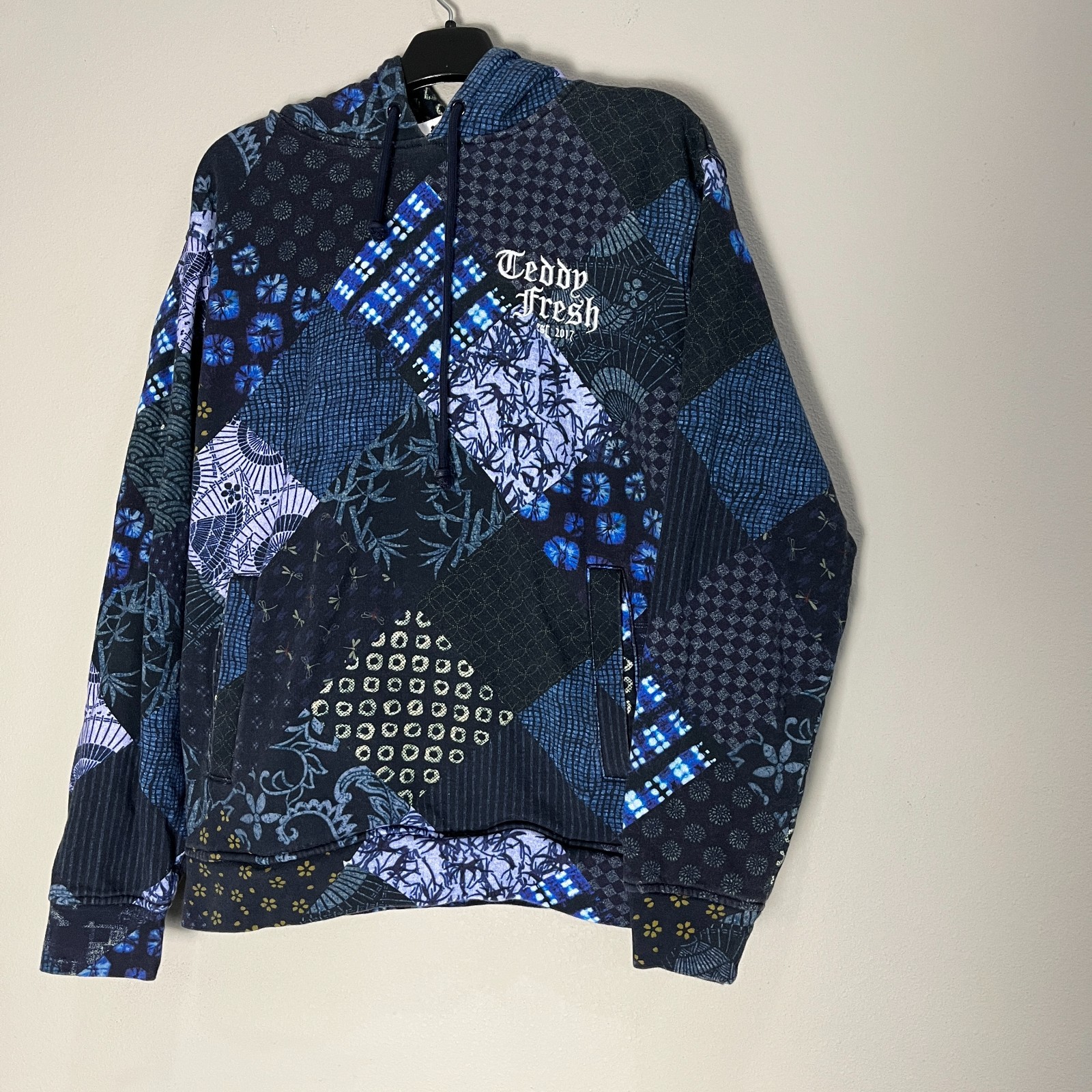 Teddy Fresh Patchwork Pattern Blue Embroidered Lo… - image 1