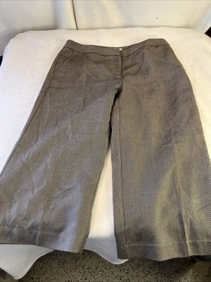 Nine and Company Womens Wide Leg Goucho Pants 16 Tan/Blach Diagonal Stripe