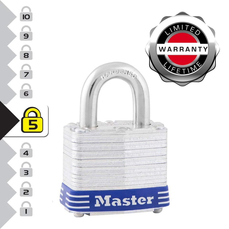 Master Lock 3EURD Lucchetto Scanalato a Chiave, blu e argento, 5,9 x 4 x 2, 5PHj - Immagine 3 di 4