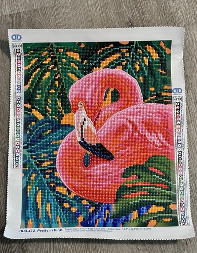 Diamond Painting Finished Completed 3D Wall Art 11x14” Pretty In Pink FLAMINGO - Afbeelding 1 van 9