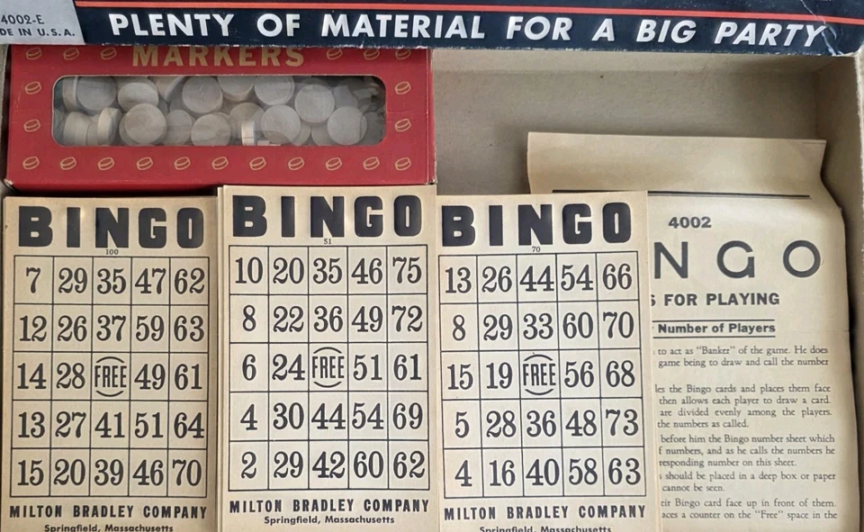 Vintage Bingo Game By Milton Bradley 1939 Party Size 4002-E Card No 51-100 - Image 2 of 4