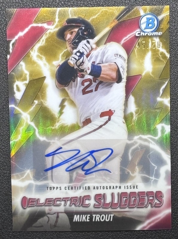 2026 Bowman Chrome Mike Trout #ES-25 Electric Sluggers /50 Autograph Gold Auto