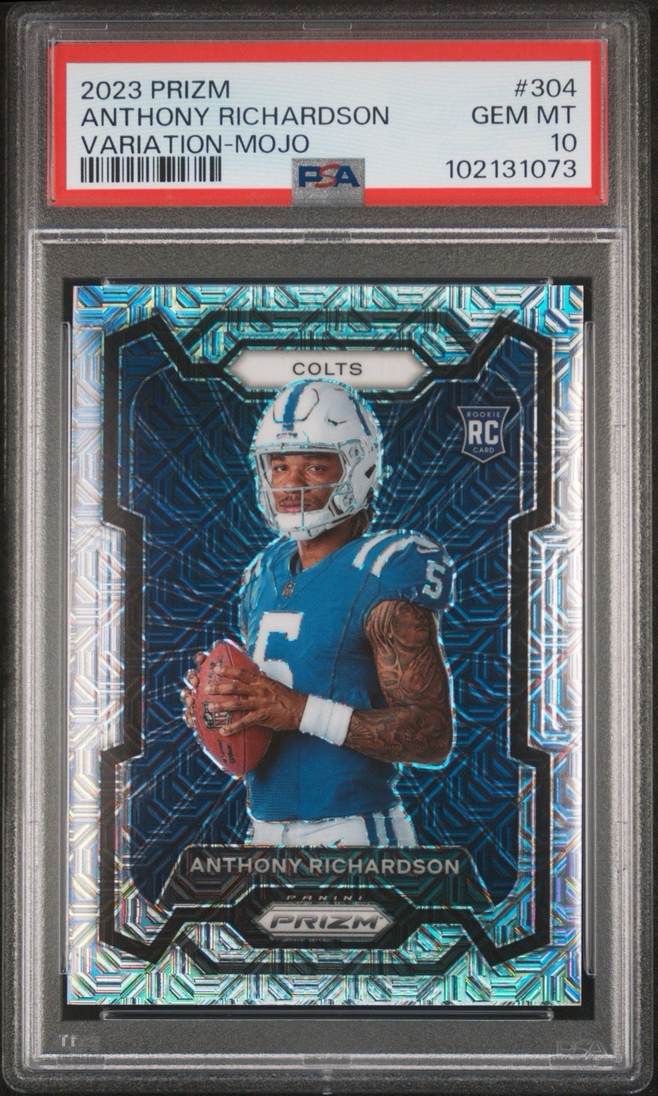PSA 10 2023 PANINI PRIZM VARIATION MOJO #304 ANTHONY RICHARDSON ROOKIE 5/25
