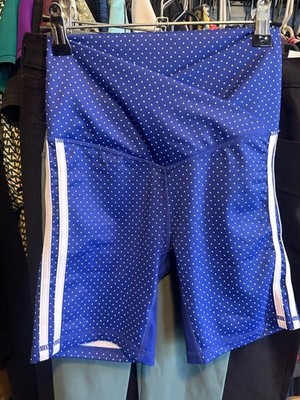 NWT XS WILO Blue White Polka Dot Print V Waist Short Surf Bike Short
