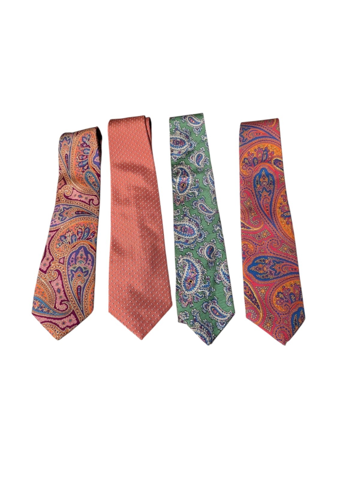 Brooks Brothers 346 Lands' End Silk Necktie Lot of 4 Paisley Bright Colors Men's