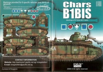 ECH352004 1:35 Echelon Decals - Char B1bis Markings for 37eme BCC Tanks #352004