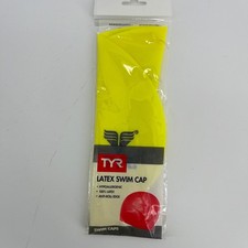 TYR Latex Swim Cap Neon Yellow Anti-Roll Edge Unisex Adult Size LCL 730 FL