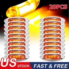 20x Amber 4" 3-LED Side Marker Clearance Lights RV Truck Trailer Waterproof 12V