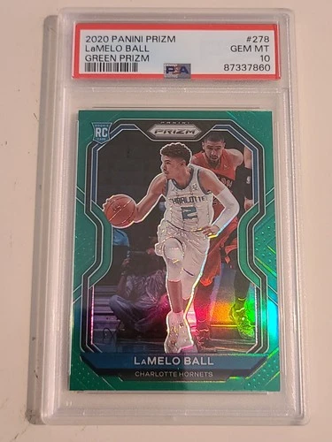 2020-21 Prizm LaMelo Ball RC Green Prizm Rookie #278 Hornets PSA 10 GEM MINT!!