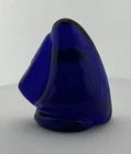 Blenko Glass Cobalt Sailboat Paperweight Figurine with Original Label 6402-PSB