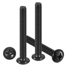Phillips Pan Head Bolts 1/4"-20x2" 10Pcs Carbon Steel for Door Window Black