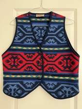 Vintage 80s Pendleton Knockabouts Wool Navajo Blanket Vest Size L, Made In USA
