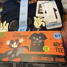 Disney Mickey Mouse Boys Halloween Glow In The Dark Family T-Shirt Size 6/7