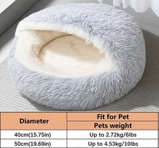 Pet Dog Cat Bed Round Plush Kitten Warm Sleeping Nest Bed Cat Igloo Cave House