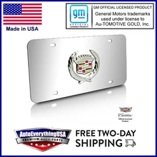 Au-Tomotive Gold Cadillac Classic Logo Chrome Stainless Steel License Plate